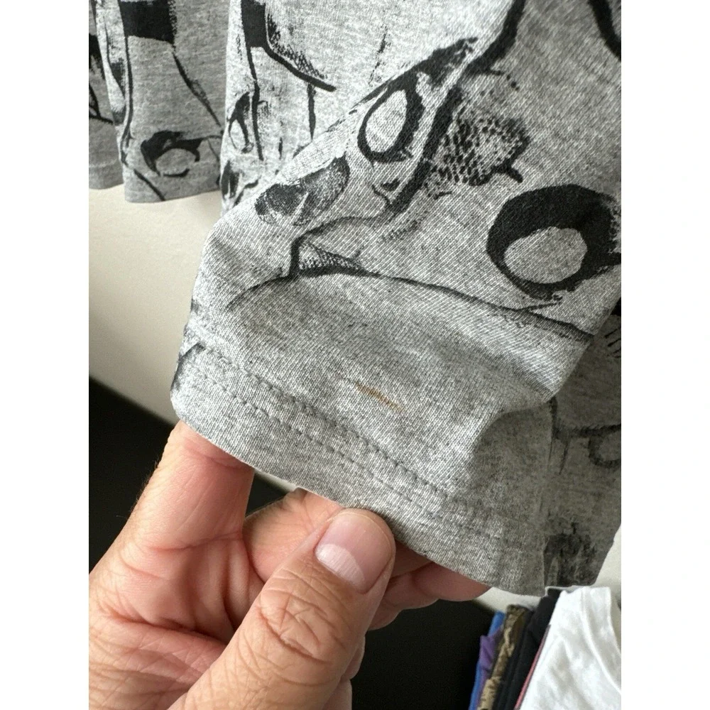 Vintage Nike Skull All Over Print AOP T Shirt Y2K XL Grey